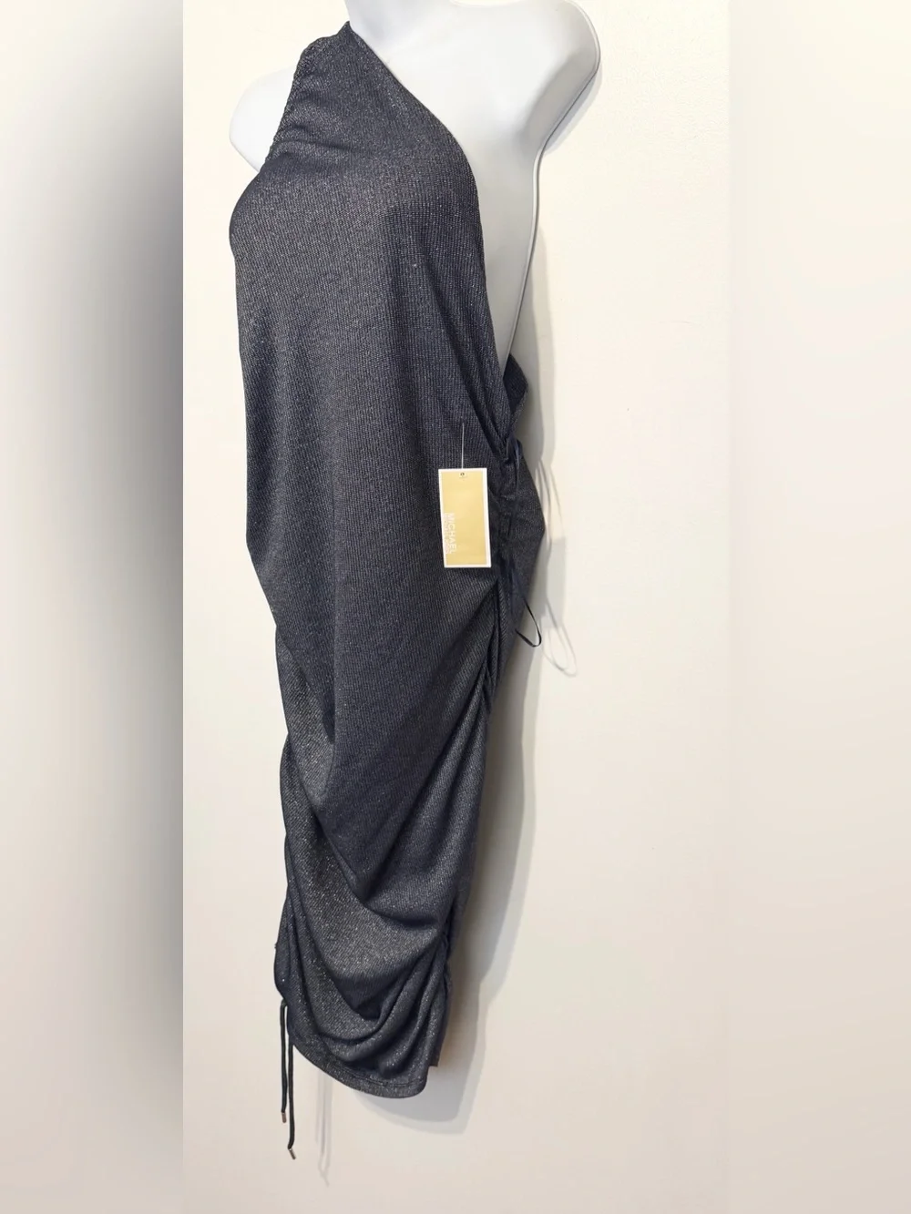 Michael Kors Charcoal Ruched MaxinDress with Subtle Shimmer